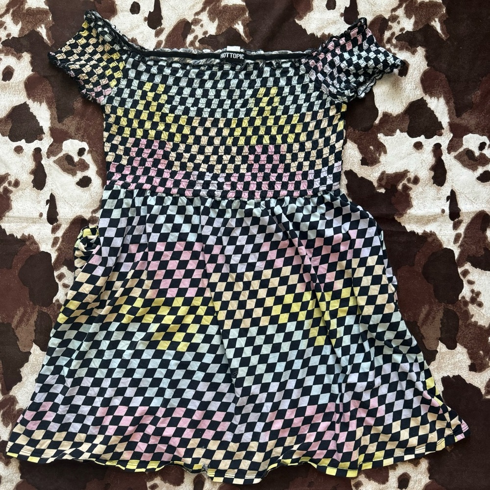Hot topic Off-Shoulder Checkered Dress